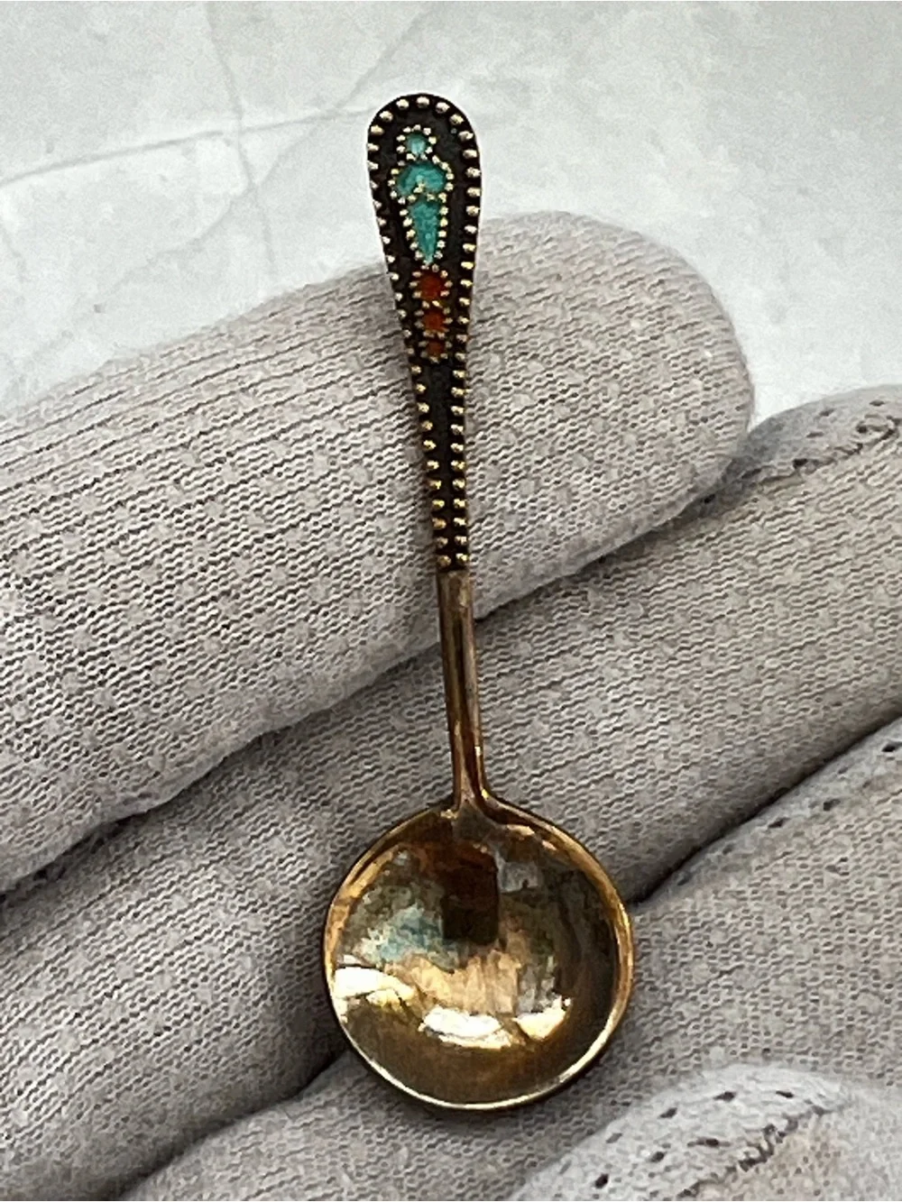 Vintage Soviet-era 875 silver miniature salt spoon